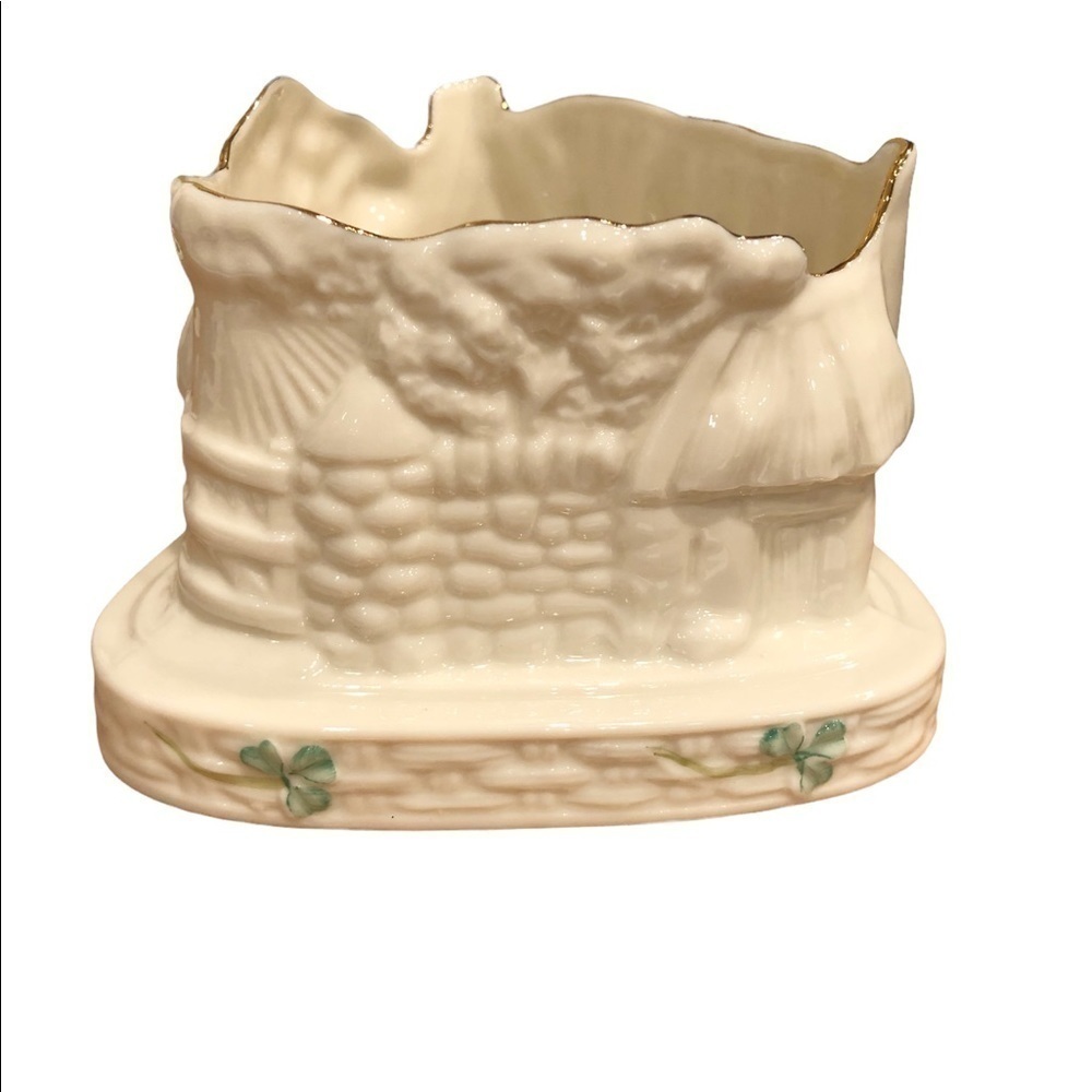 Vintage Belleek Shamrock Candleholder